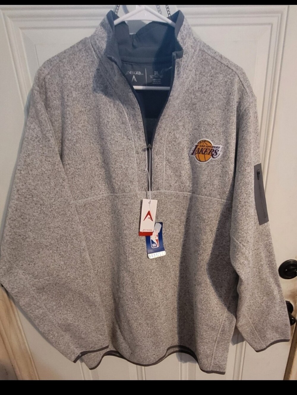 Antigua Gray Los Angeles Lakers Quarter-Zip Pullover